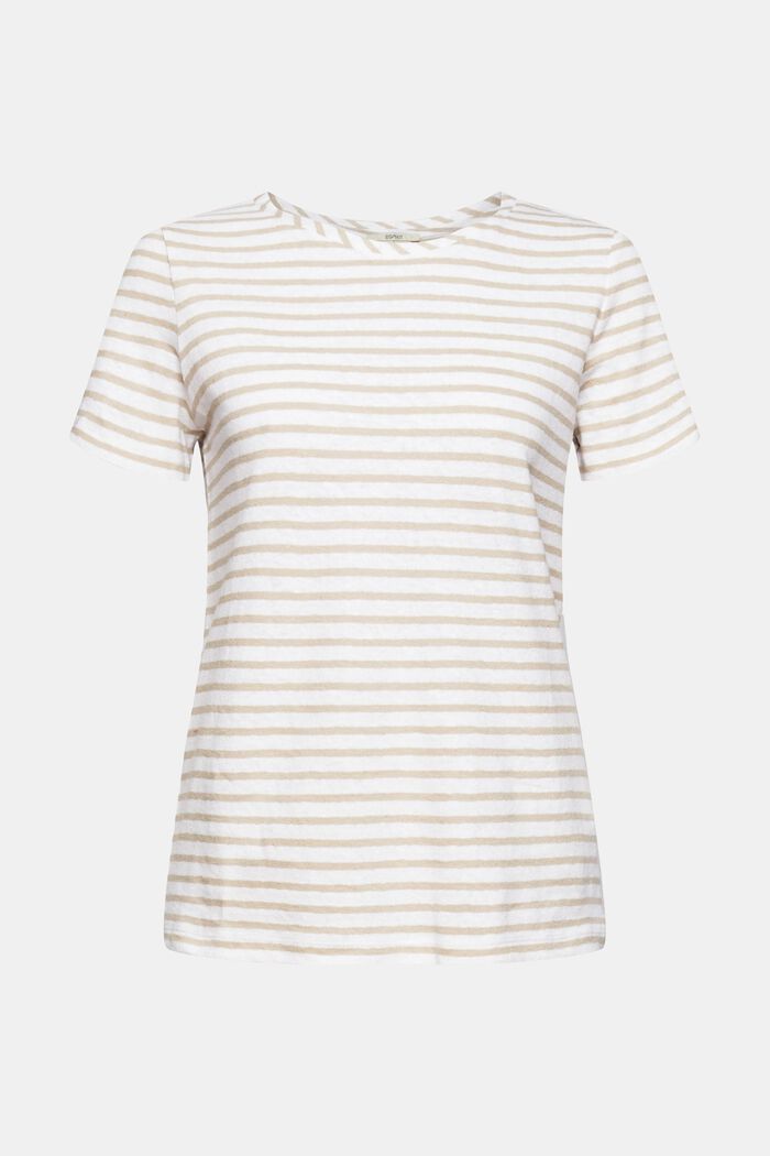 With linen: striped T-shirt, LIGHT TAUPE, detail image number 2