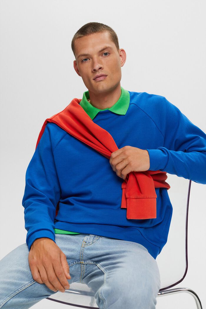 Basic sweatshirt, cotton blend, BRIGHT BLUE, detail image number 4
