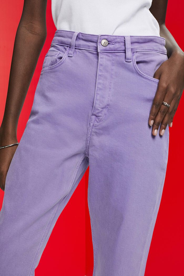 Cropped frayed hem trousers, PURPLE, detail image number 2