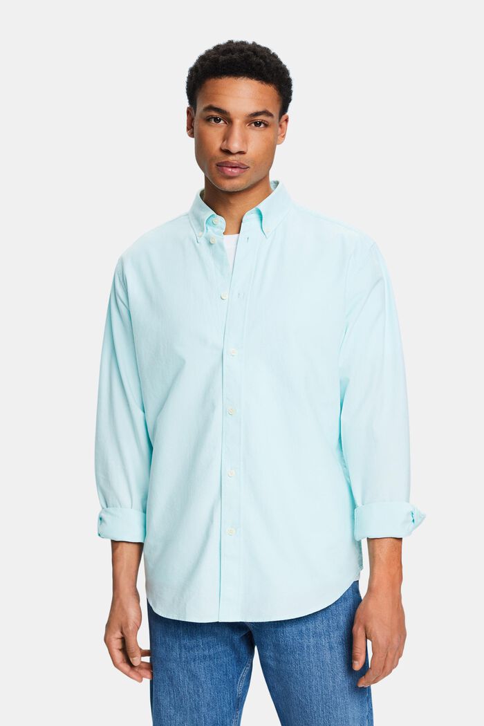 Cotton Oxford Shirt, LIGHT AQUA GREEN, detail image number 0