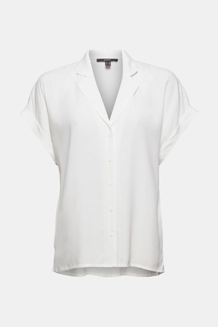 Blouse top with a pyjama-style collar, LENZING™ ECOVERO™, OFF WHITE, overview