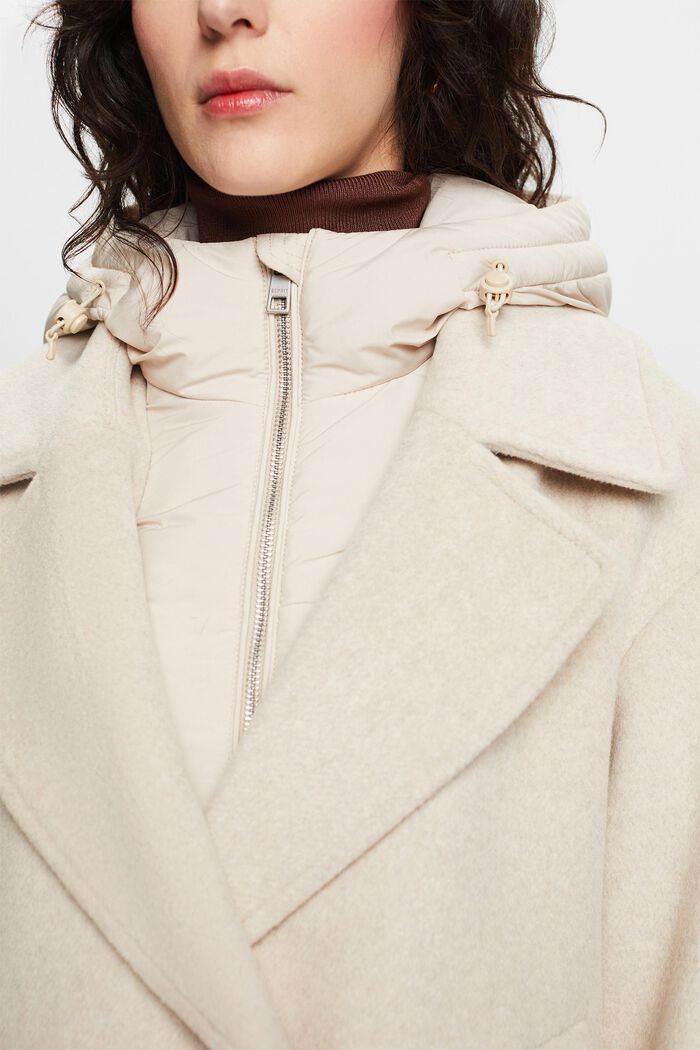 Padded Wool-Blend Coat With Detachable Hood, ICE, detail image number 2