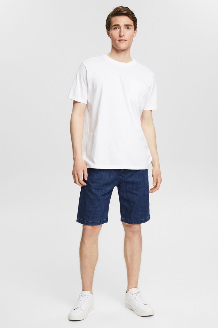 Denim shorts with a drawstring waist, BLUE DARK WASHED, detail image number 4