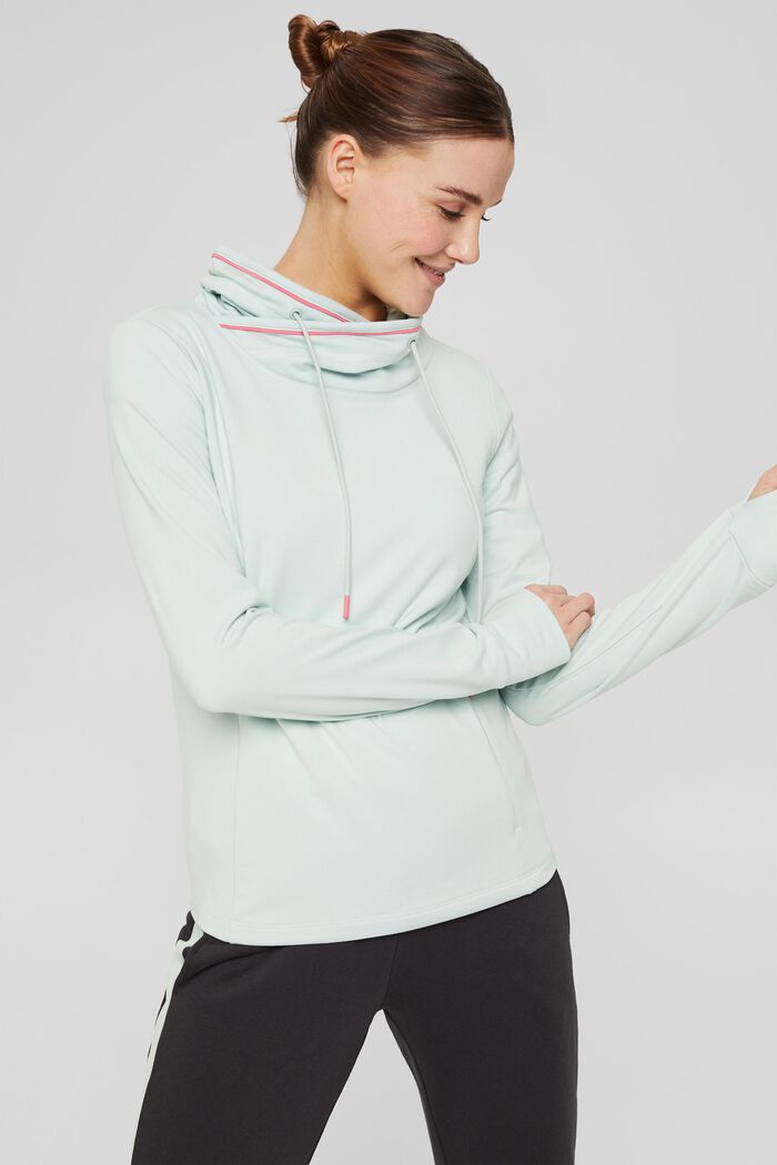 Made of recycled material: active sweatshirt with E-DRY, PASTEL GREEN, overview