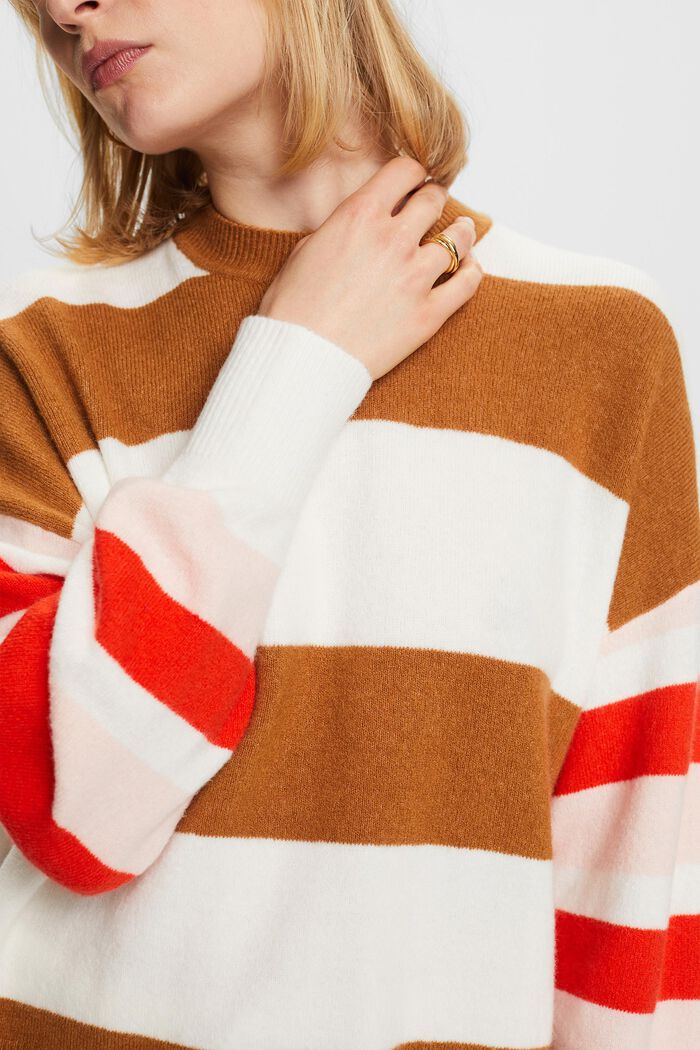Striped Wool-Blend Sweater, CARAMEL, detail image number 2