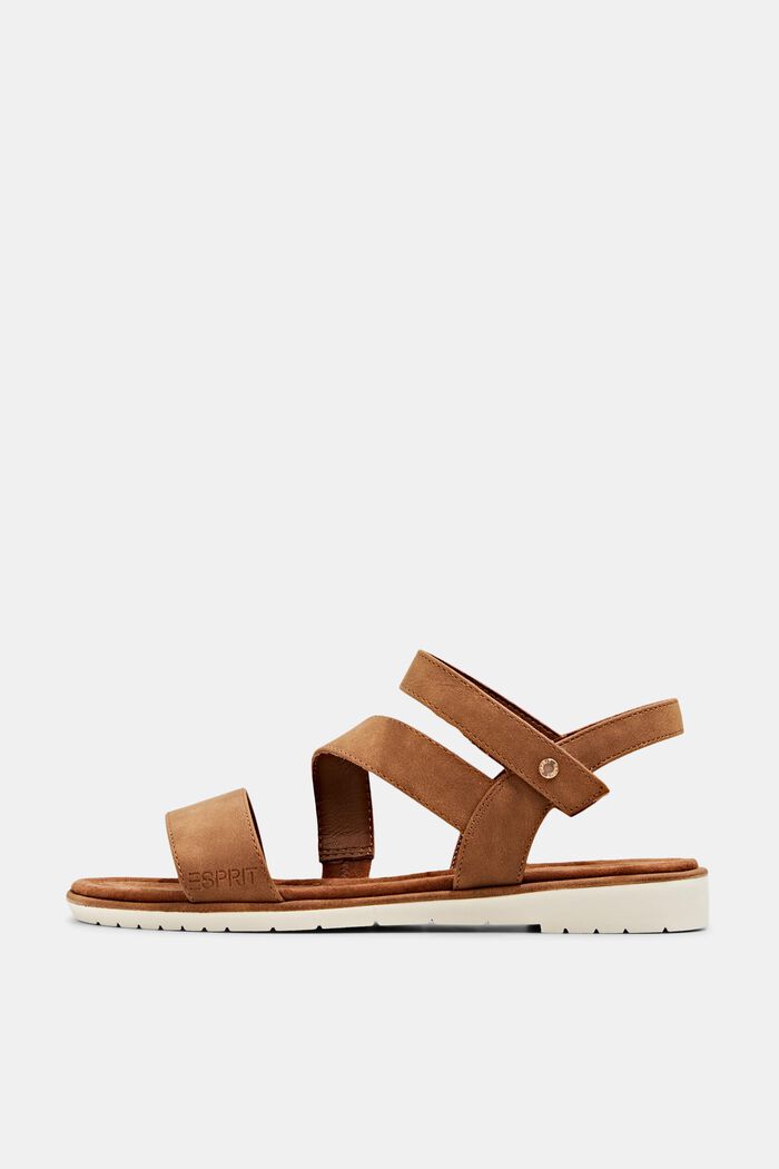 Sandals with Velcro strap, CARAMEL, overview
