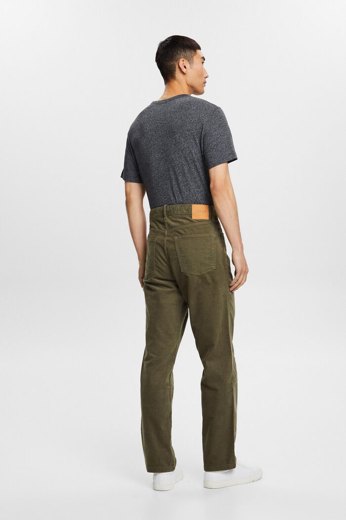 Straight Fit Corduroy Trousers, KHAKI GREEN, detail image number 3