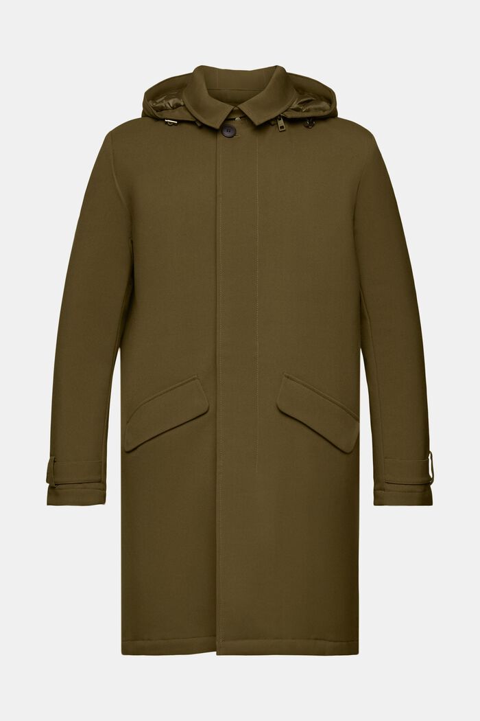 Recycled: padded mac coat with detachable hood, DARK KHAKI, detail image number 6