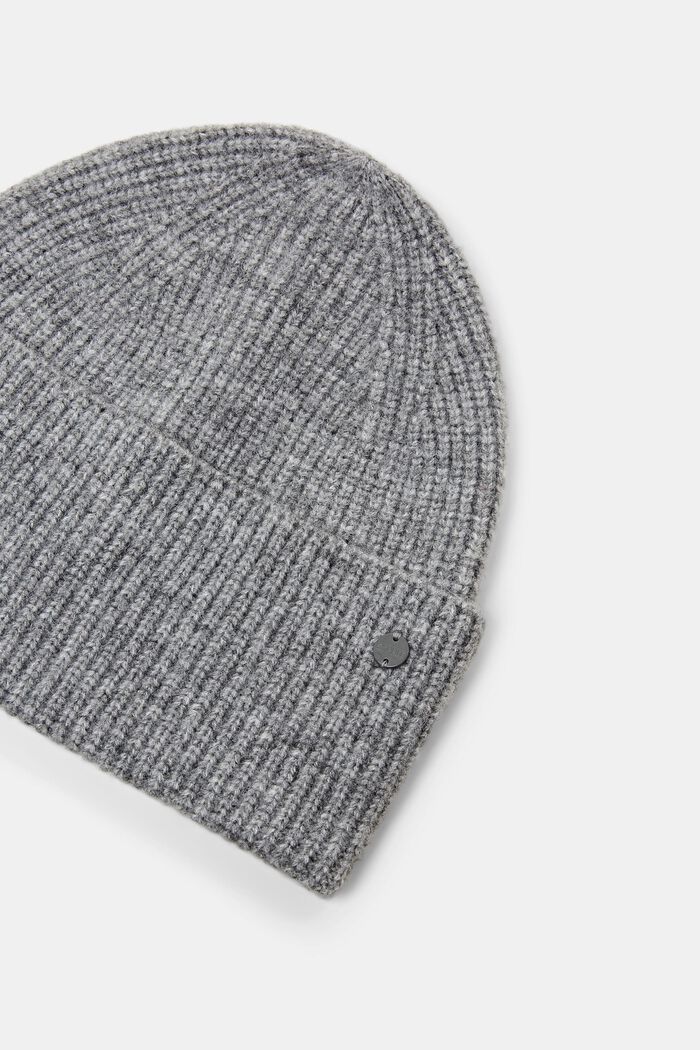 Ribbed-Knit Beanie, LIGHT GREY, detail image number 1