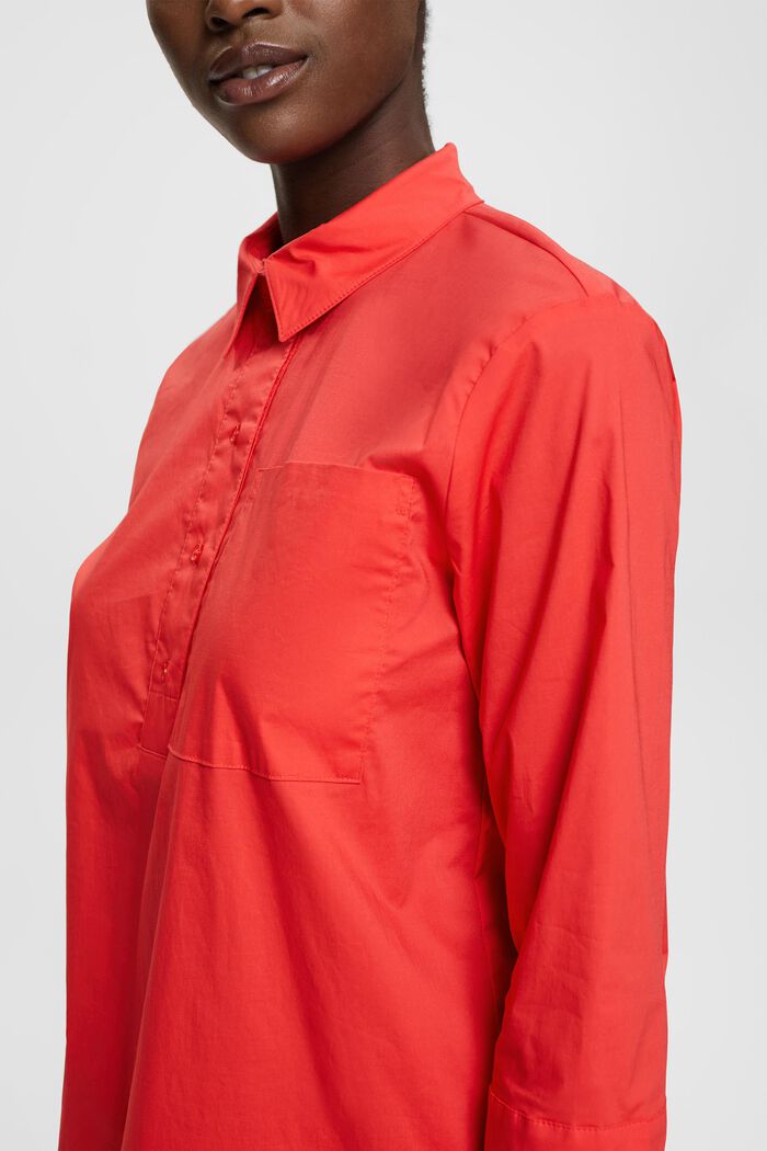 Poplin shirt blouse, RED, detail image number 3