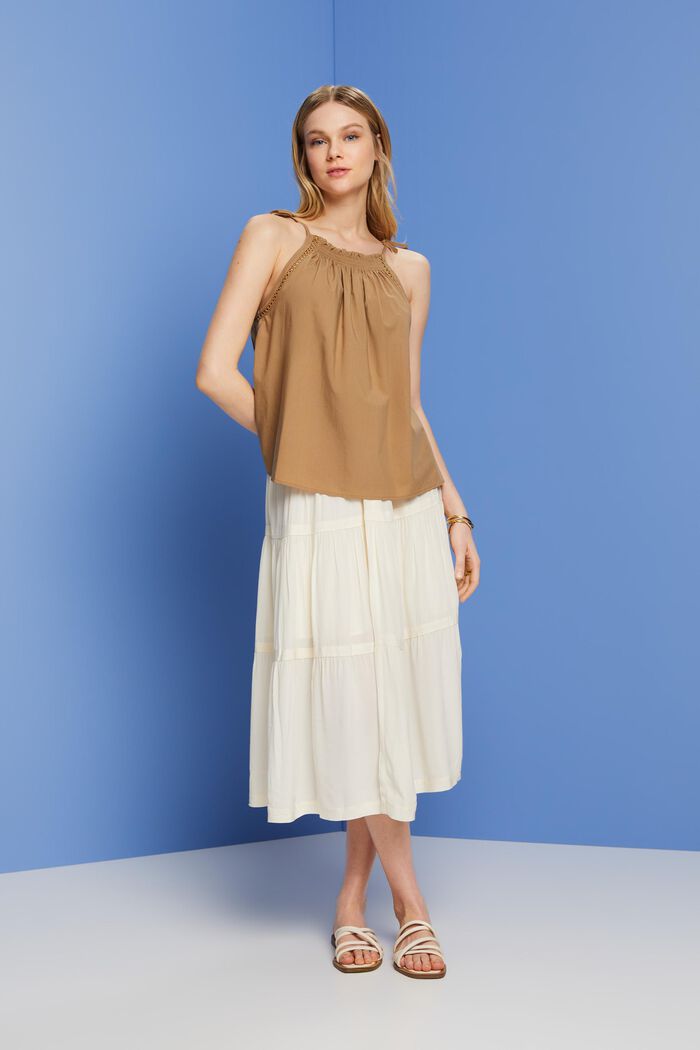 Camisole top with smock, TENCEL™, KHAKI BEIGE, detail image number 1