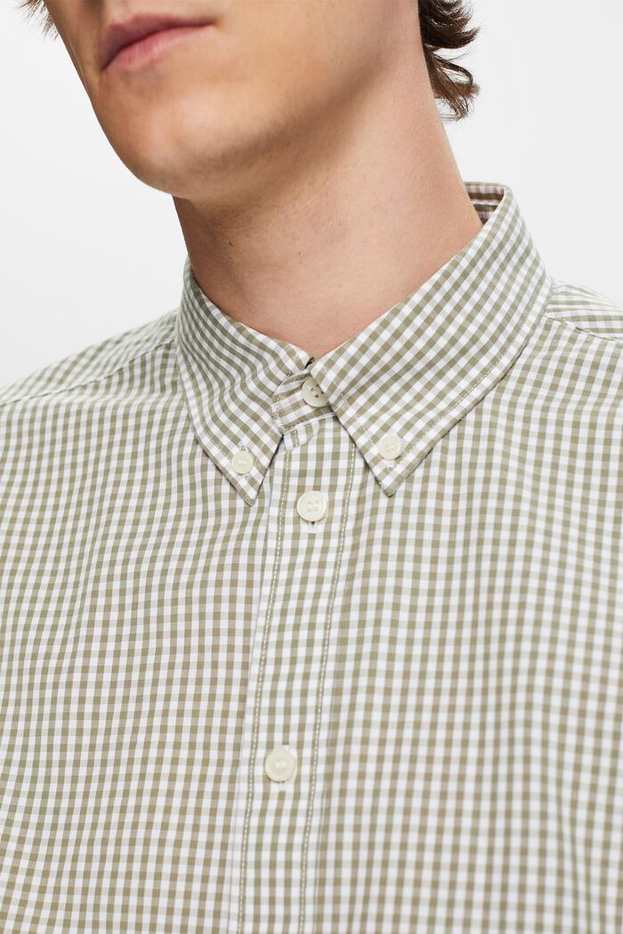 Vichy button-down shirt, 100% cotton, LIGHT KHAKI, detail image number 2