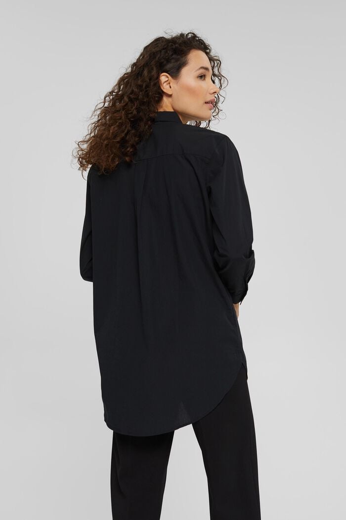 Long blouse made of 100% organic cotton, BLACK, detail image number 3