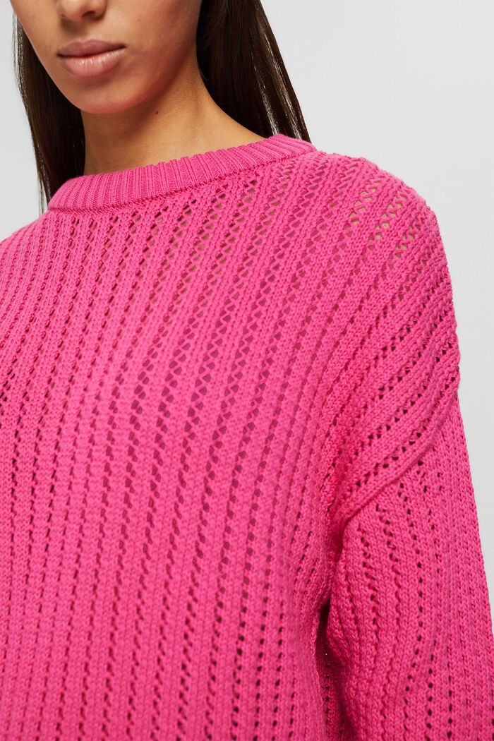 Patterned knit jumper made of organic cotton, PINK FUCHSIA, detail image number 2