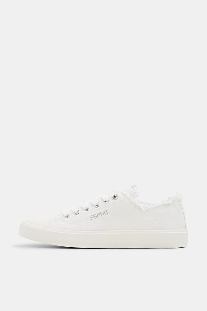 Canvas trainers with frayed edges, OFF WHITE, detail image number 0