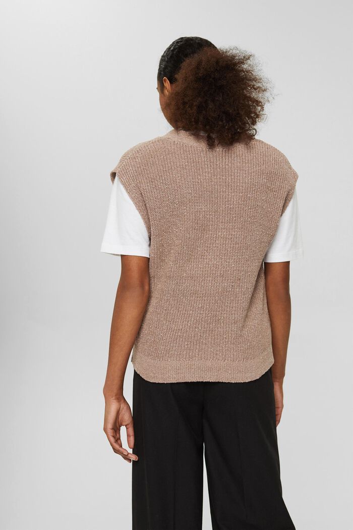 Cotton blend sleeveless jumper, TAUPE, detail image number 3