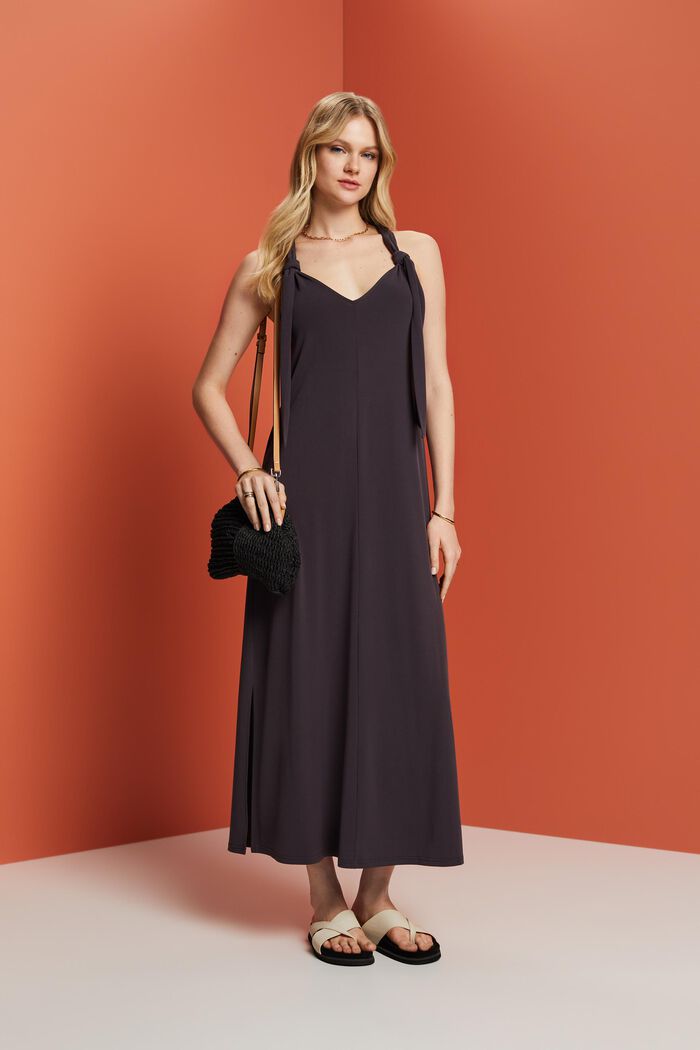Tie-Knot Maxi Dress, ANTHRACITE, detail image number 1