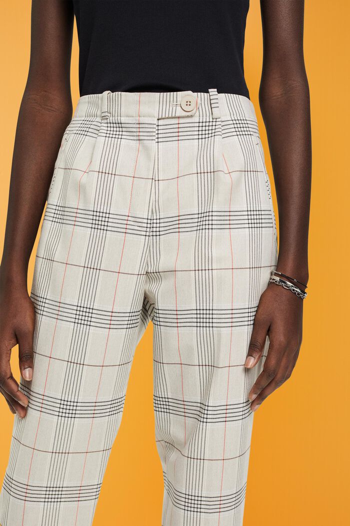 Chequered cropped trousers, LIGHT TAUPE, detail image number 2