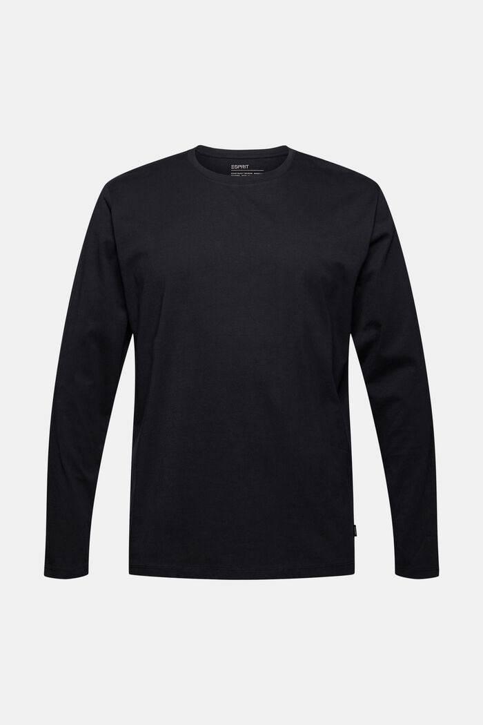 Jersey long sleeve top in 100% organic cotton, BLACK, detail image number 0