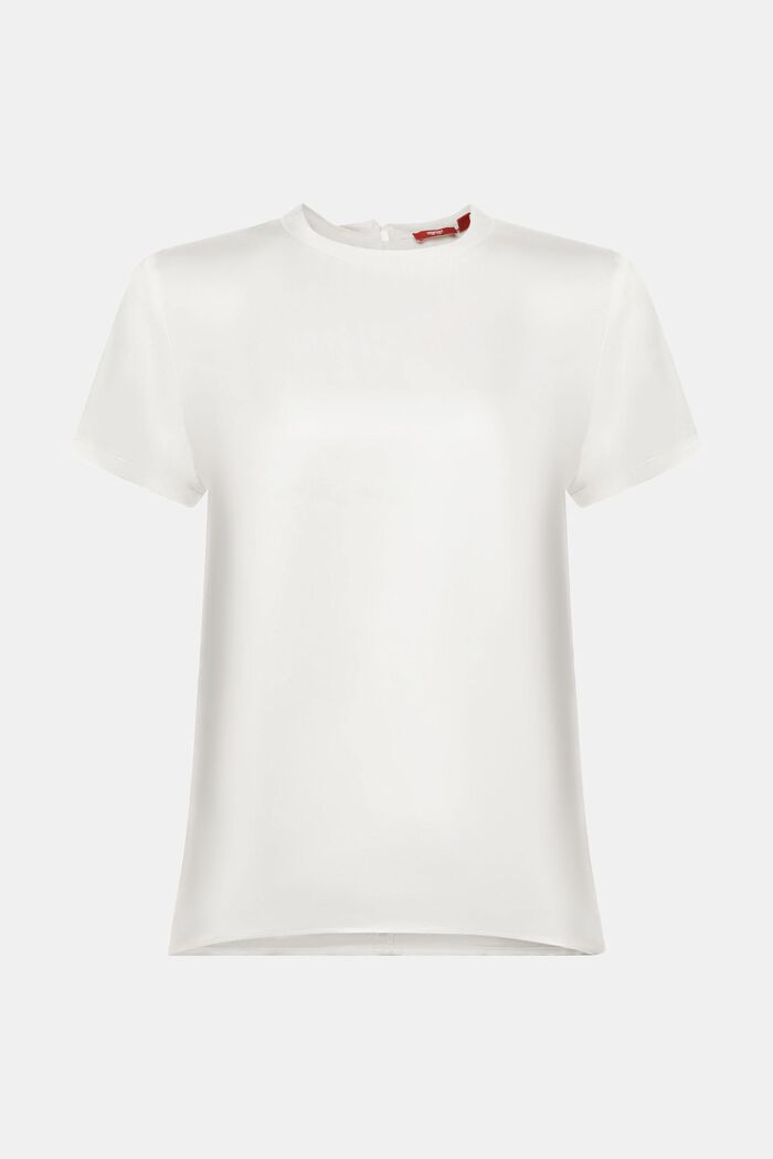 Short-sleeve satin blouse, OFF WHITE, detail image number 6