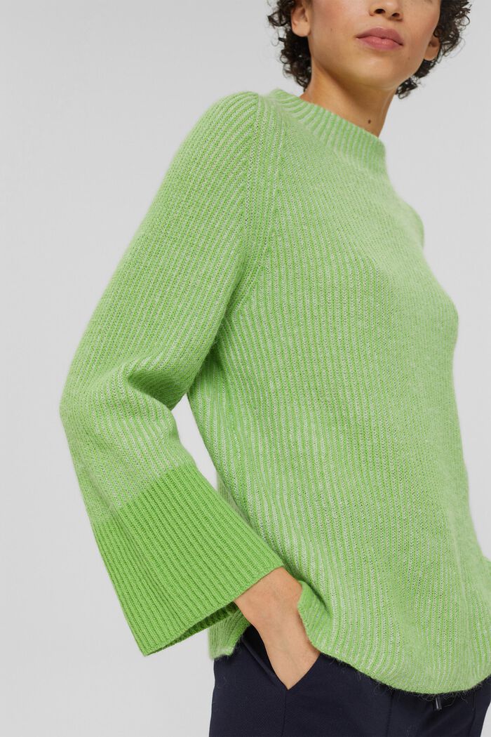 Rib knit jumper made of blended wool containing alpaca, GREEN, detail image number 2