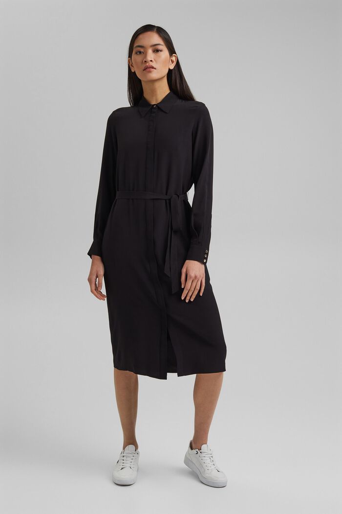 Shirt dress with LENZING™ ECOVERO™, BLACK, detail image number 1