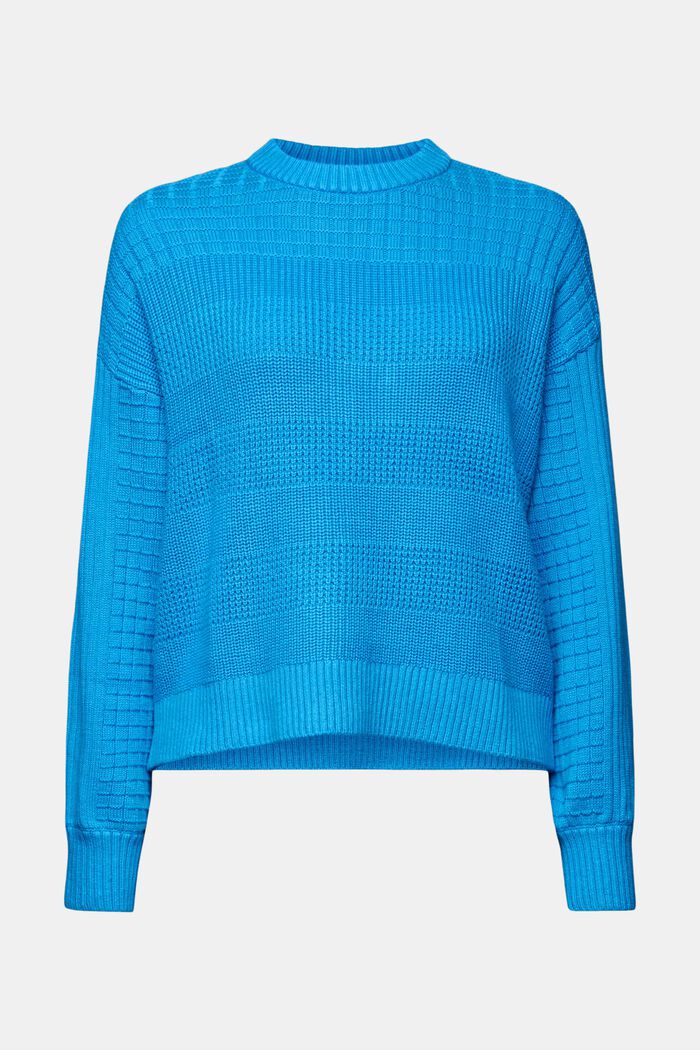 Structured Round Neck Sweater, BLUE, detail image number 6