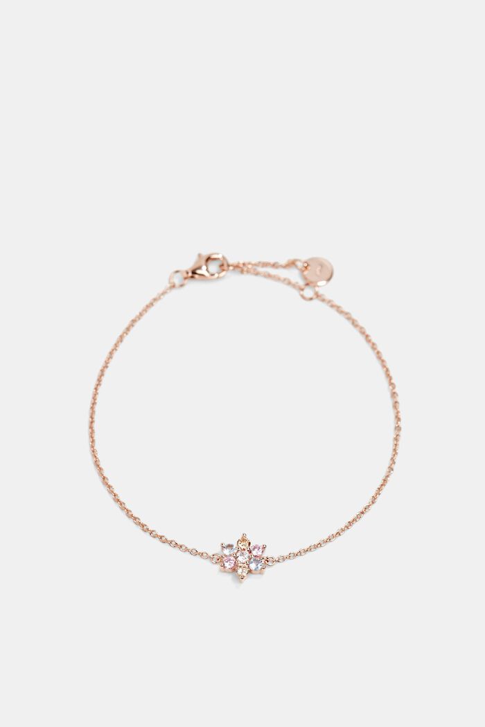 Bracelet with a zirconia flower, sterling silver