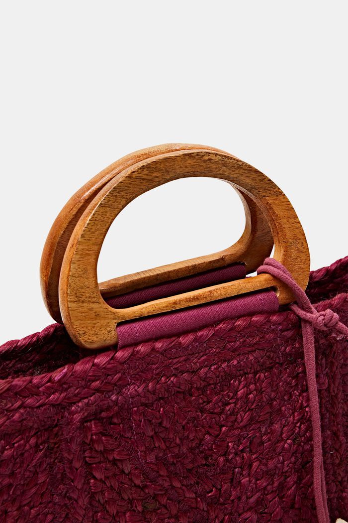 Woven Jute Tote, BORDEAUX RED, detail image number 1