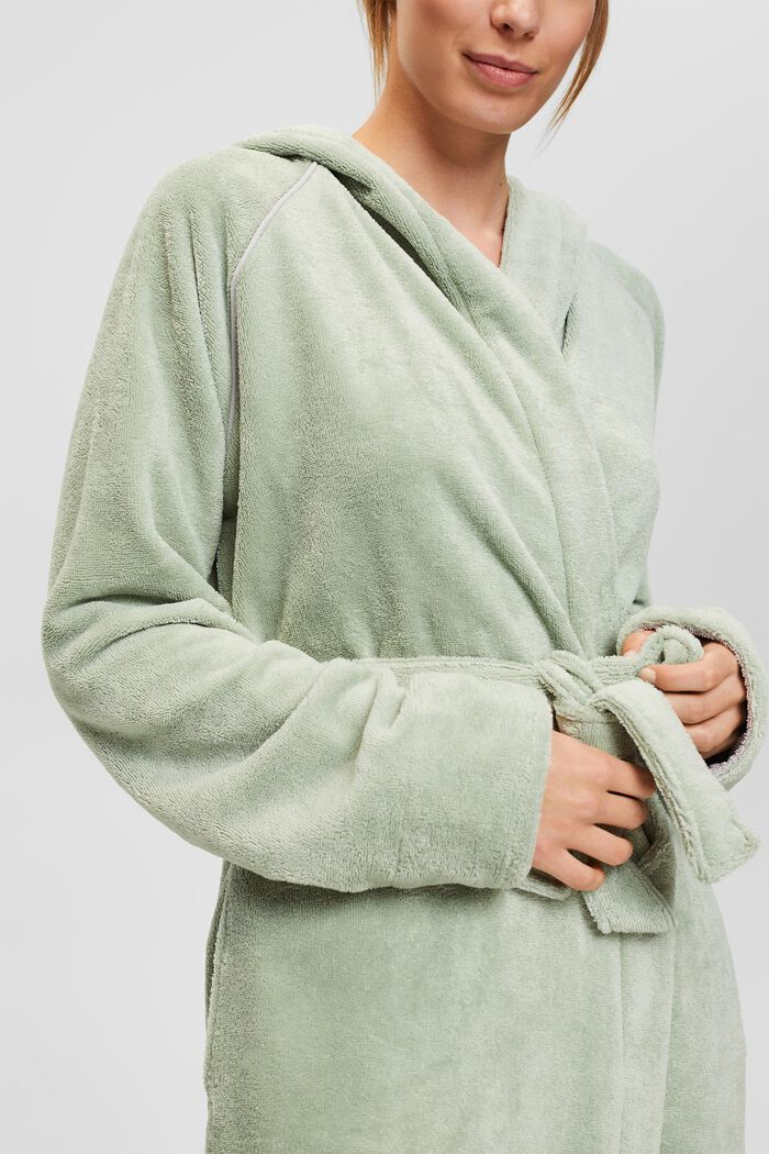 Terry cloth bathrobe with hood, SOFT GREEN, detail image number 2