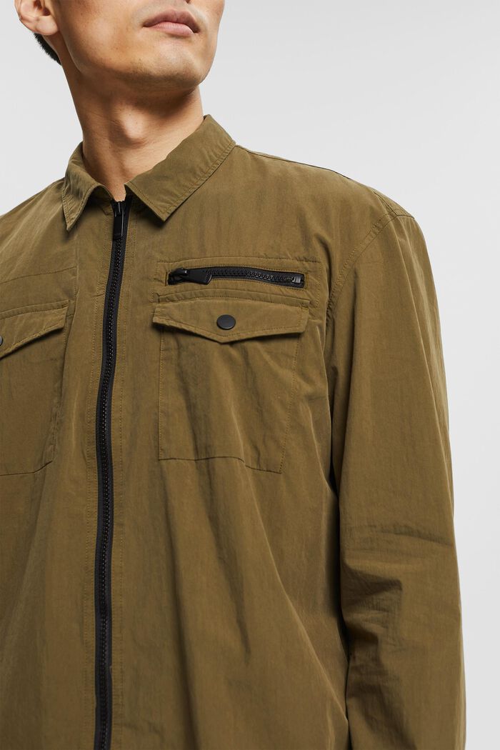 Lightweight shirt jacket with a zip, DARK KHAKI, detail image number 2