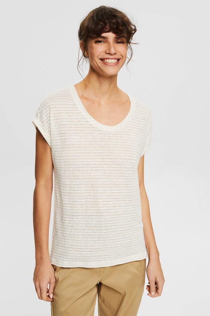 Made of linen: T-shirt with sparkly stripes
