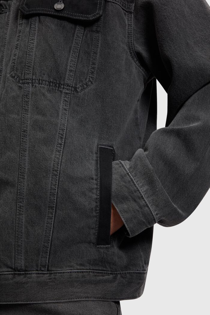Oversized denim trucker jacket, BLACK DARK WASHED, detail image number 3