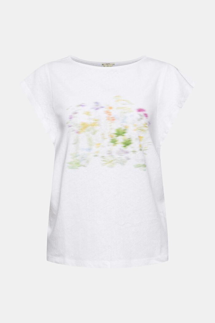 Linen blend: printed T-shirt, WHITE, detail image number 5