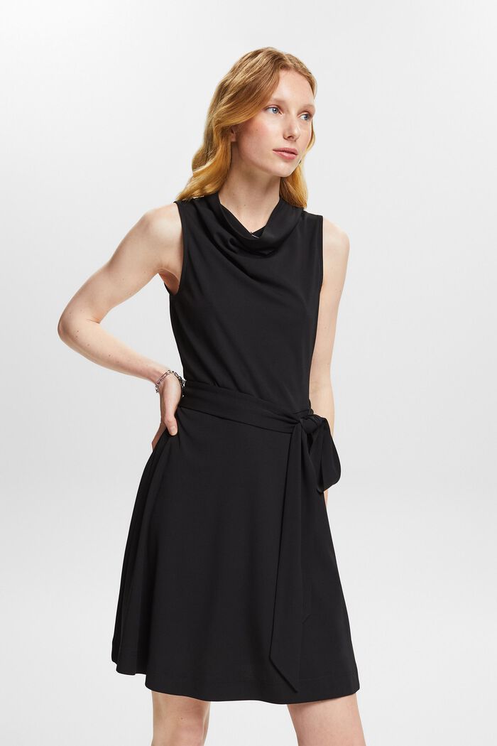 Cowl Neck Mini Dress, BLACK, detail image number 4