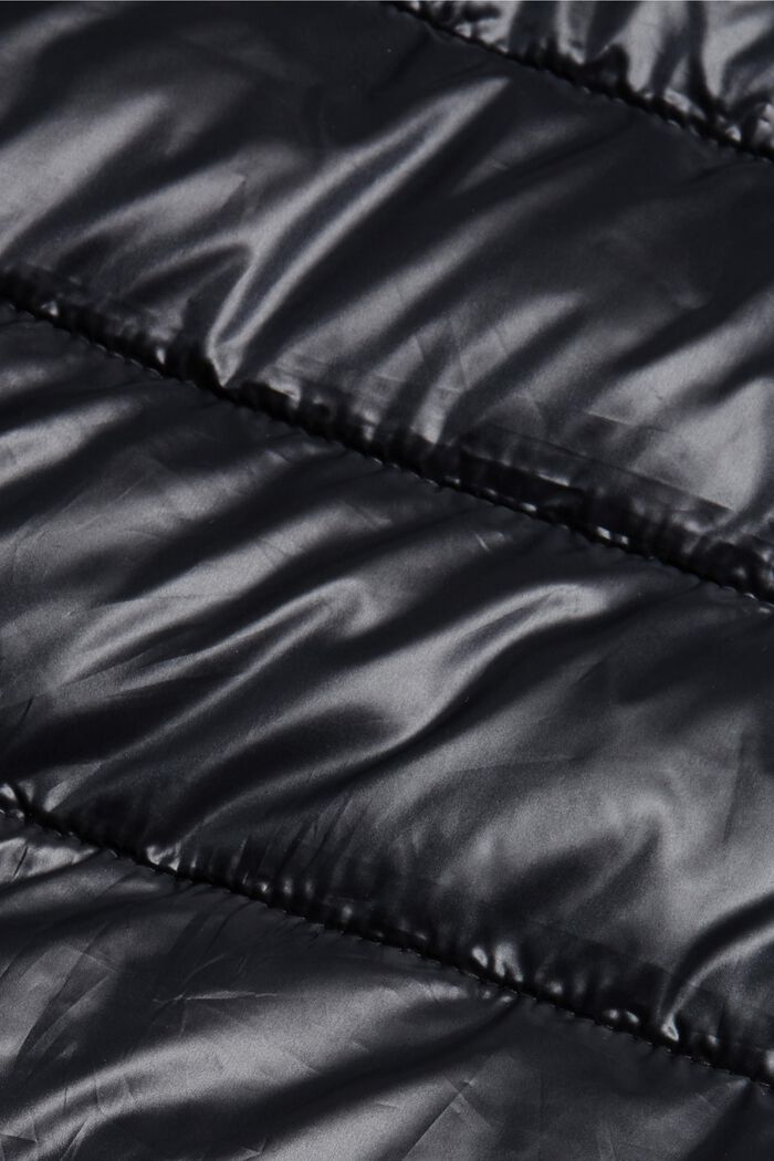 Quilted jacket with a detachable hood, made of recycled material, BLACK, detail image number 4