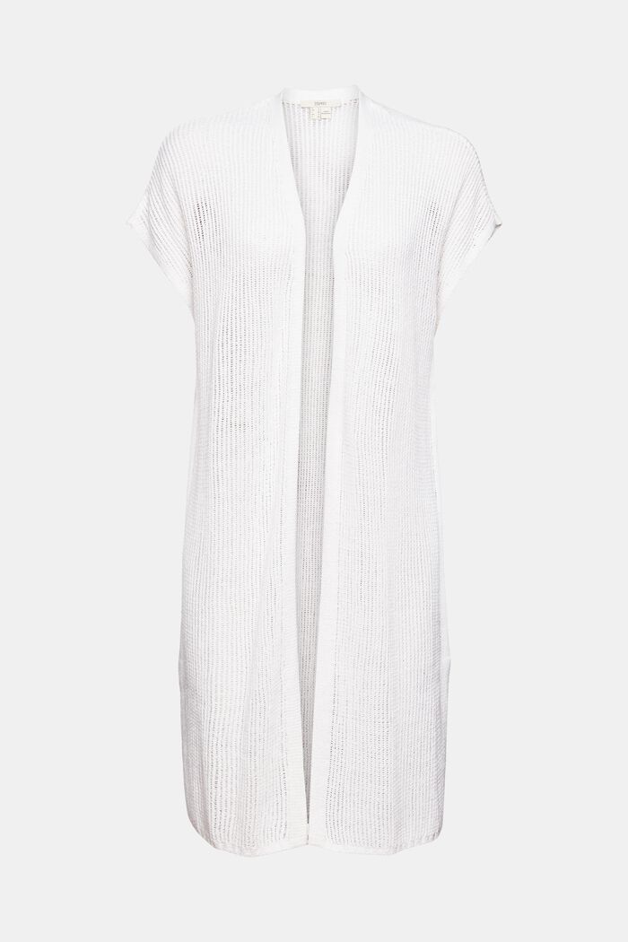 Knitted waistcoat made of blended linen, WHITE, overview