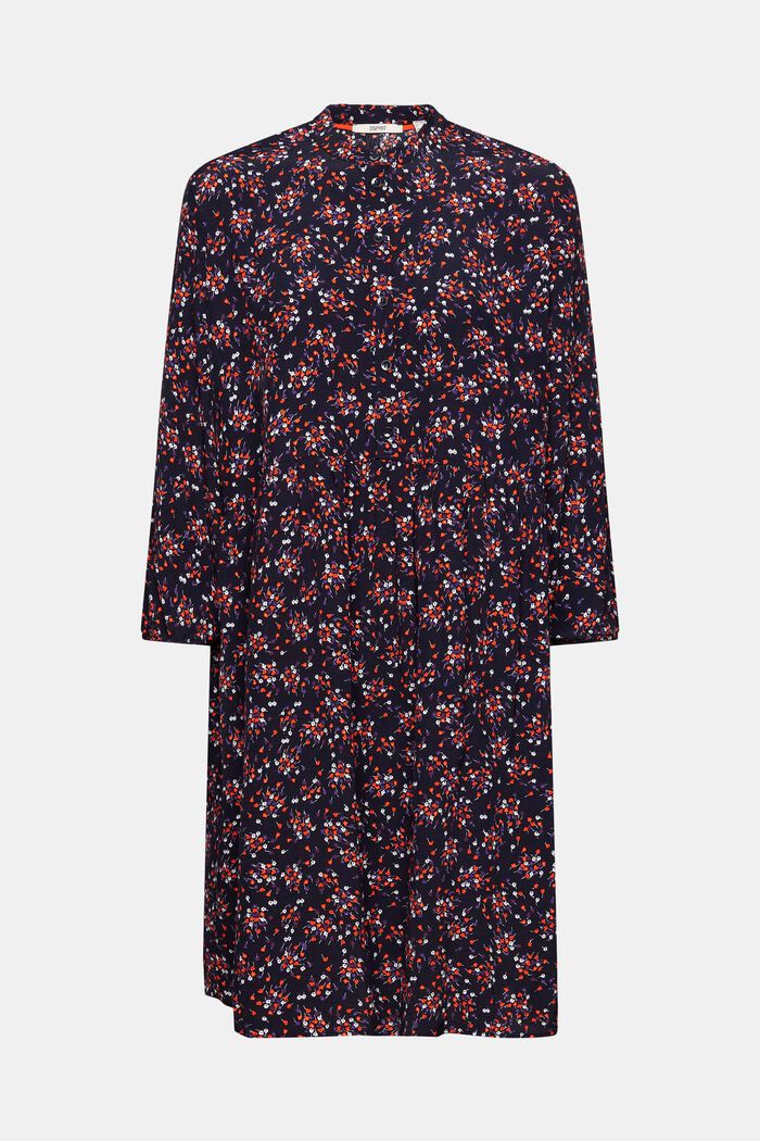 Woven midi dress with all-over pattern, NAVY, detail image number 6