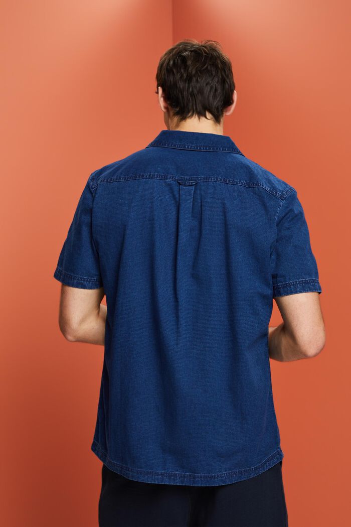 Short sleeve jeans shirt, 100% cotton, BLUE LIGHT WASHED, detail image number 3