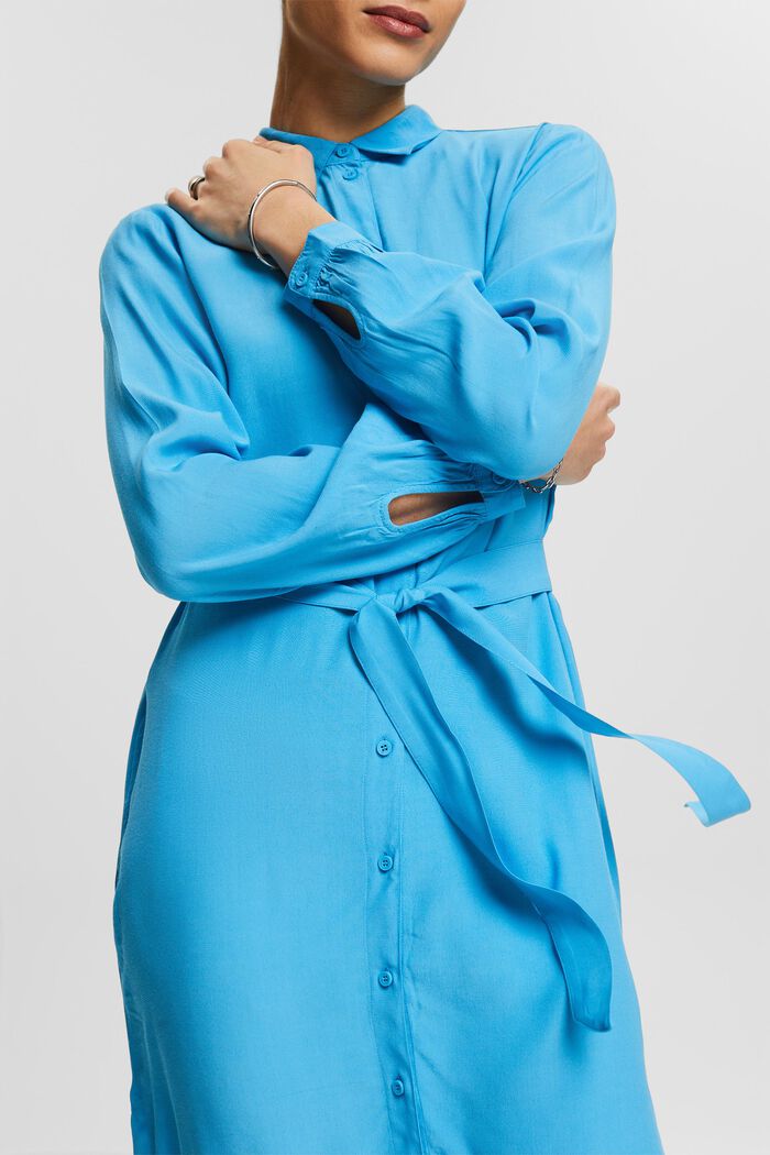 Belted Shirt Dress, BLUE, detail image number 2