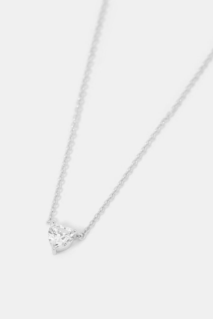 Necklace with a heart pendant, sterling silver, SILVER, detail image number 1