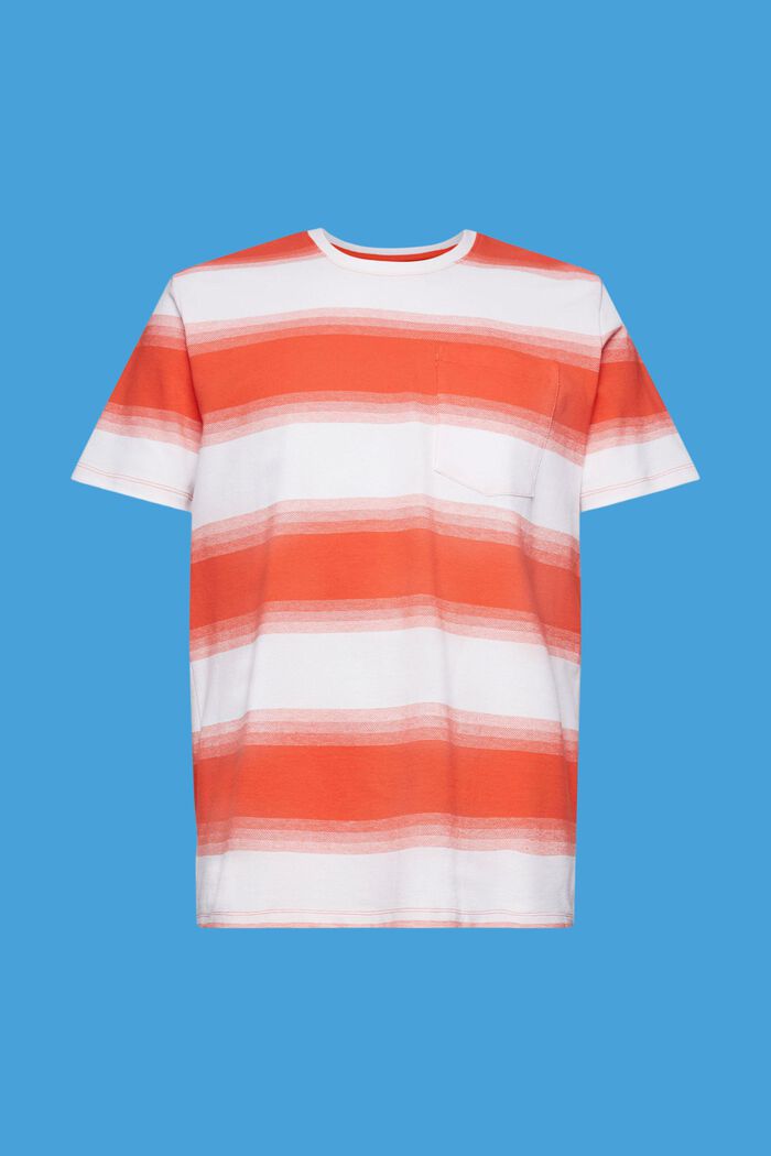 Pique cotton striped T-shirt, ORANGE RED, detail image number 6