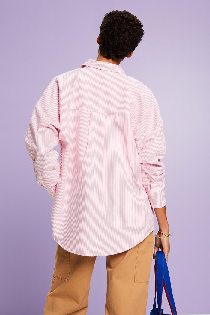 Oversized Striped Cotton Shirt, PINK, detail image number 2