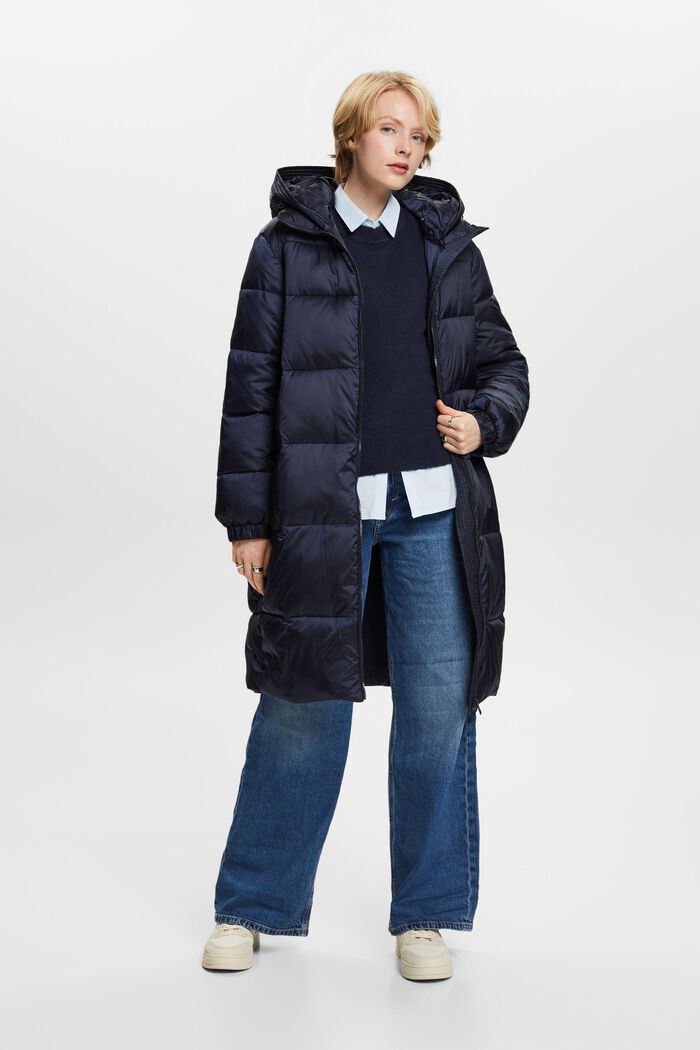 Puffer Coat With Detachable Hood, NAVY, detail image number 4