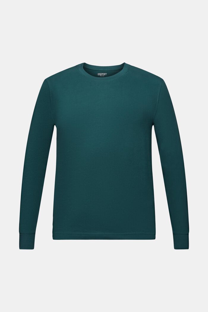 Crewneck Long Sleeve T-Shirt, EMERALD GREEN, detail image number 6