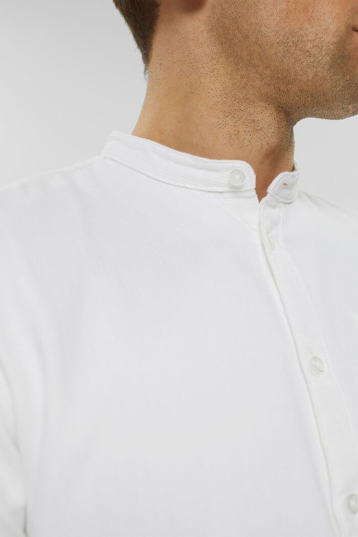 Cotton shirt with band collar, WHITE, detail image number 2