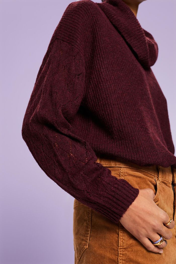 Cowl Neck Sweater, BORDEAUX RED, detail image number 2