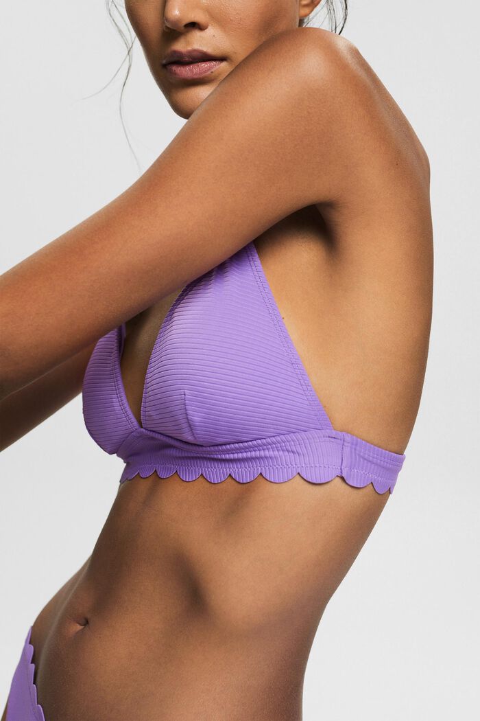 Ribbed bikini top with a scalloped hem, VIOLET, detail image number 2