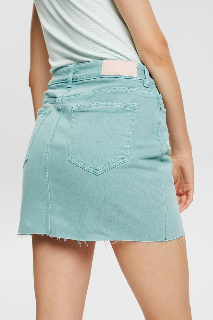 Stretch cotton mini skirt, AQUA GREEN, detail image number 4