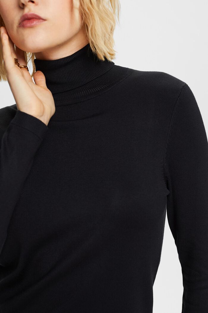 Long-Sleeve Turtleneck Sweater, BLACK, detail image number 2